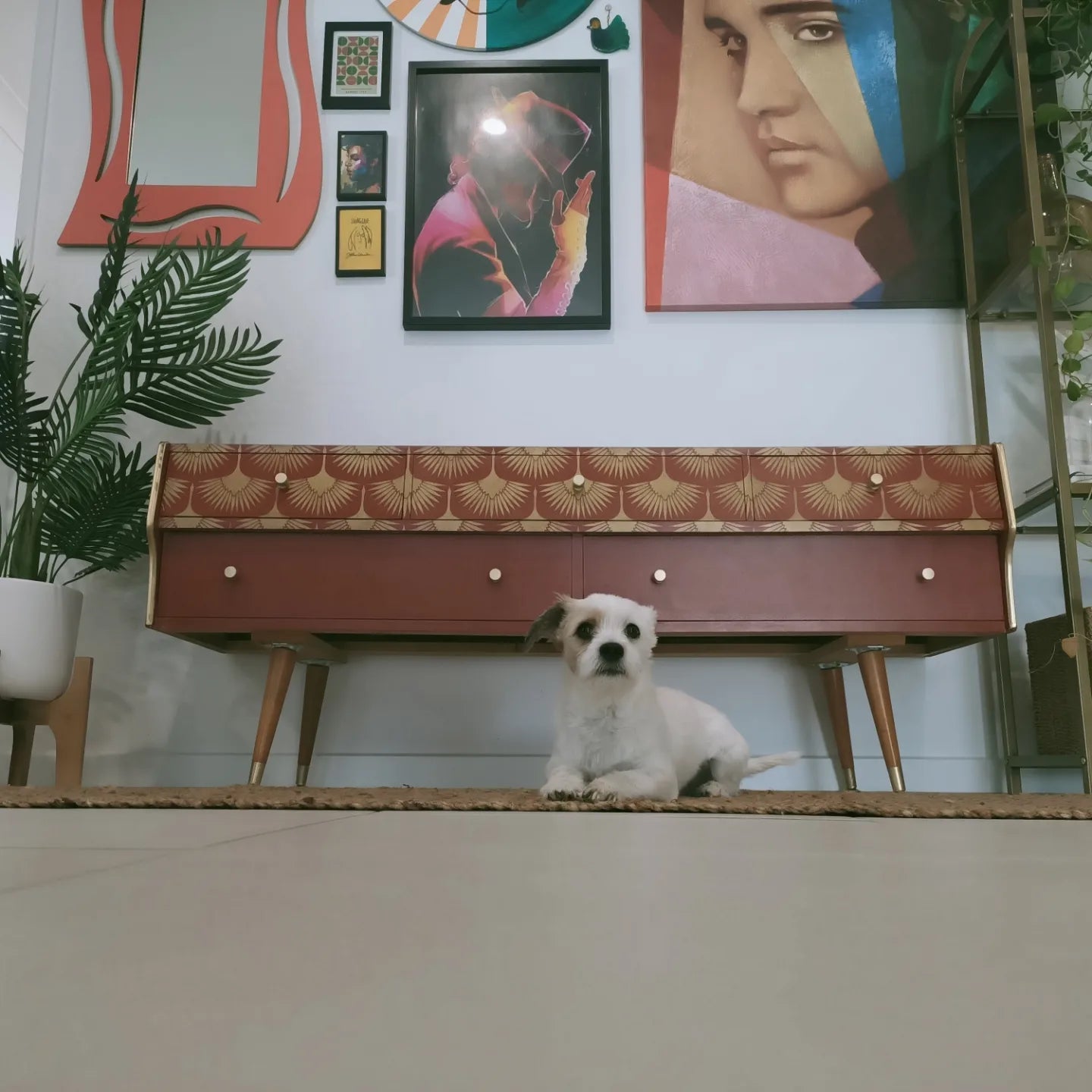 Retro Mid Century Cedar Vintage Bird Stencil Drawers