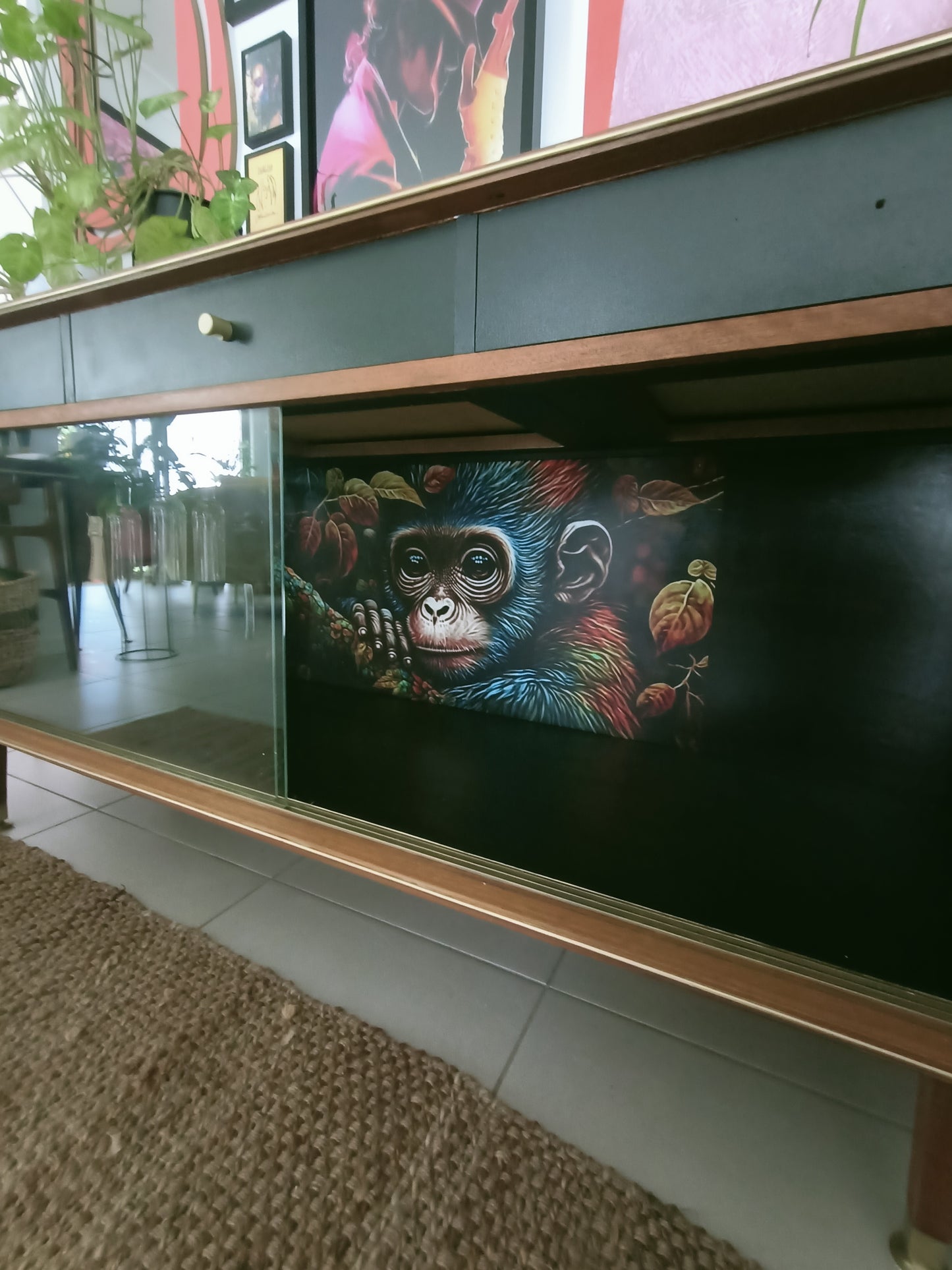 Retro Mid Century Monkey Face Sideboard / Drinks Cabinet