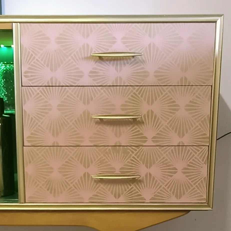 Pink and Green Retro Mid Century Modern Drinks / Entertainment Cabinet