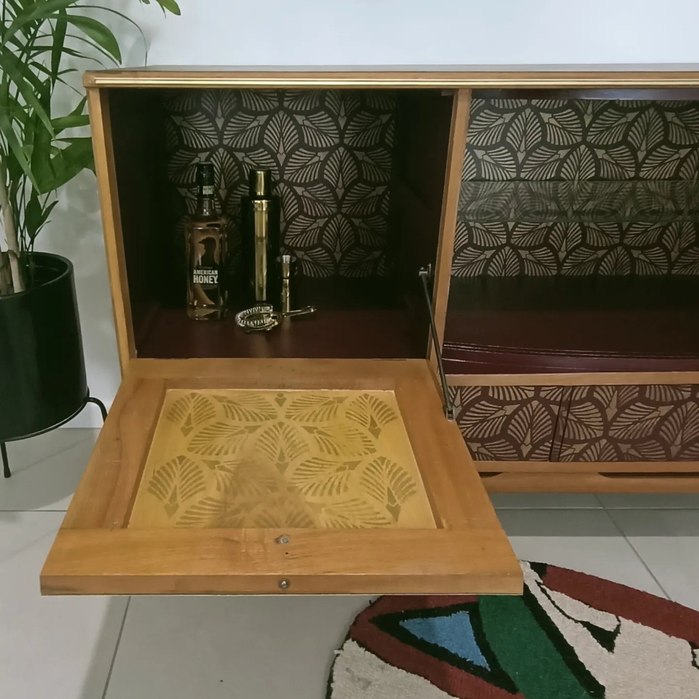 Retro Mid Century Gustav Klimt Decoupage & Stencil Cabinet